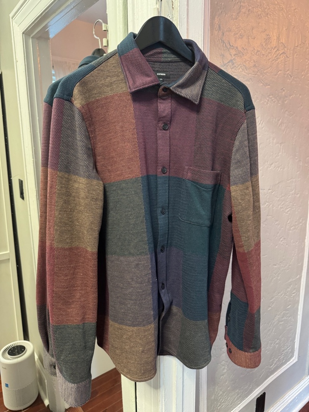 Express Men's Multi-Color Button-Down Shirt - Teal, Burgundy, Brown